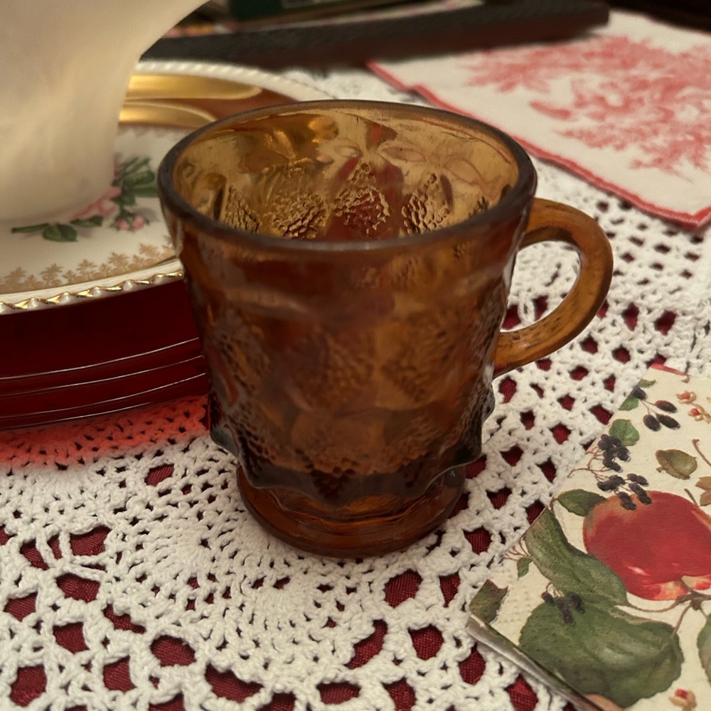 Vintage Amber Kimberley Anchor Hocking Brown Fire King Mug Oven Proof